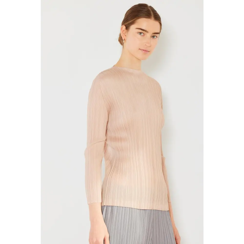 Marina West Swim Pleated Long Sleeve Boatneck Top