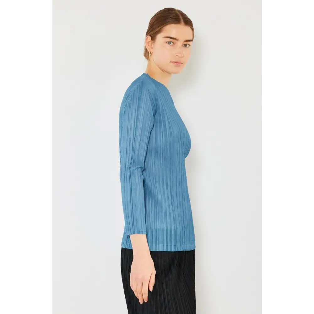 Marina West Swim Pleated Long Sleeve Boatneck Top