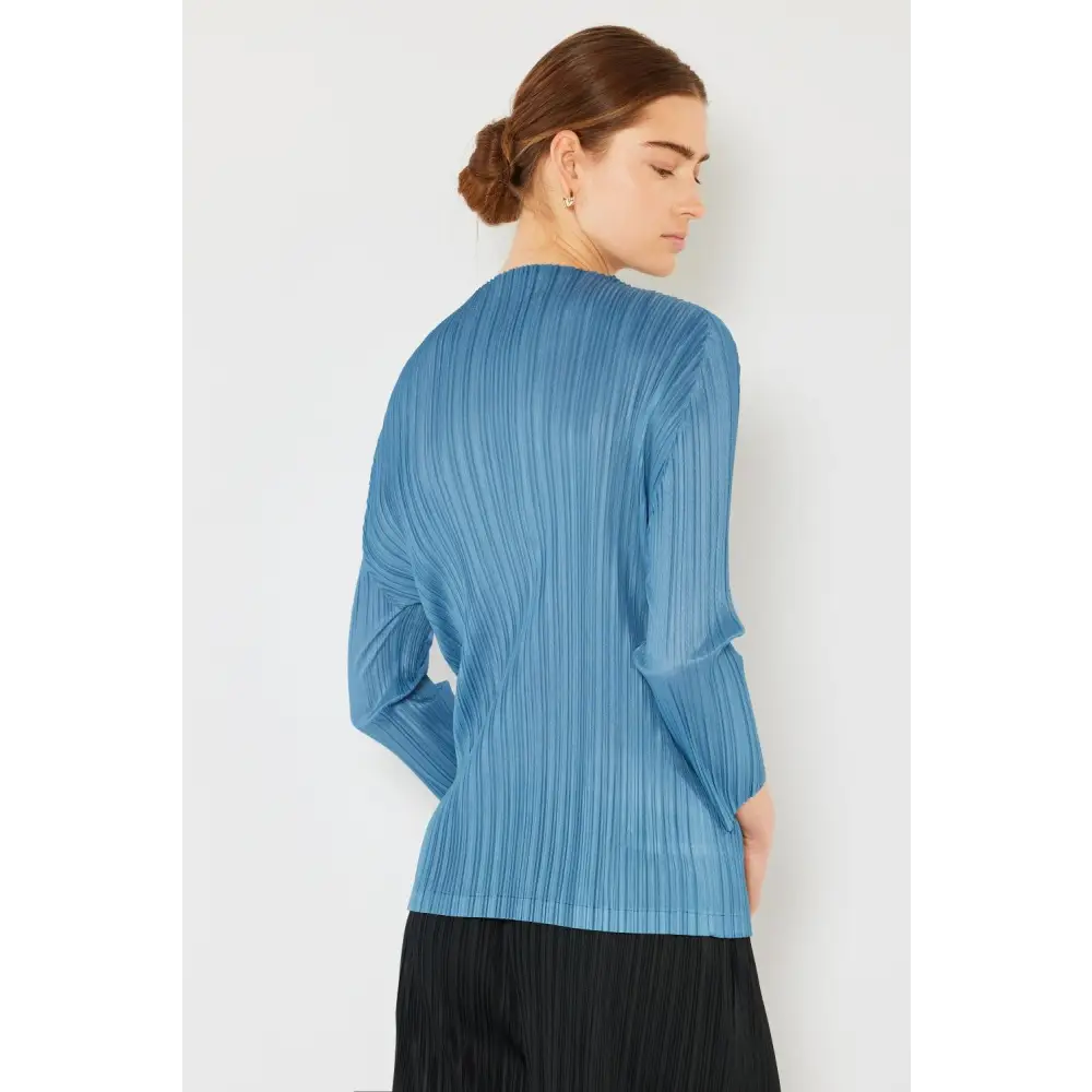 Marina West Swim Pleated Long Sleeve Boatneck Top