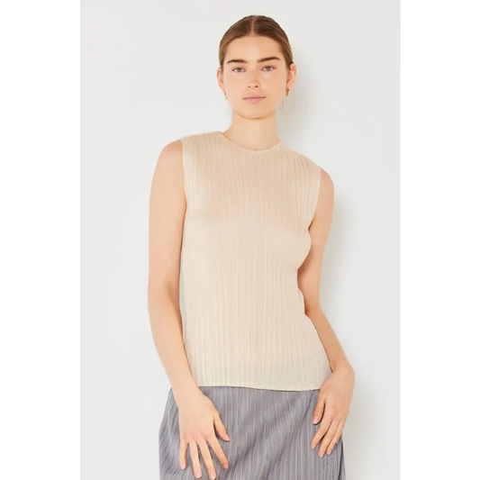 Marina West Swim Pleated Sleeveless Crewneck Tank - CM Fashion