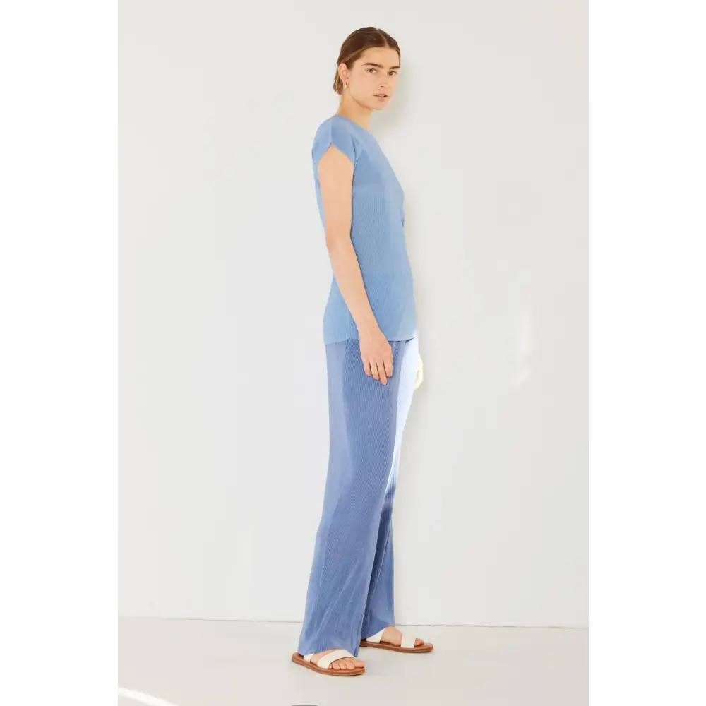 Marina West Swim Rib Pleated Elastic-Waist Wide Leg Pants