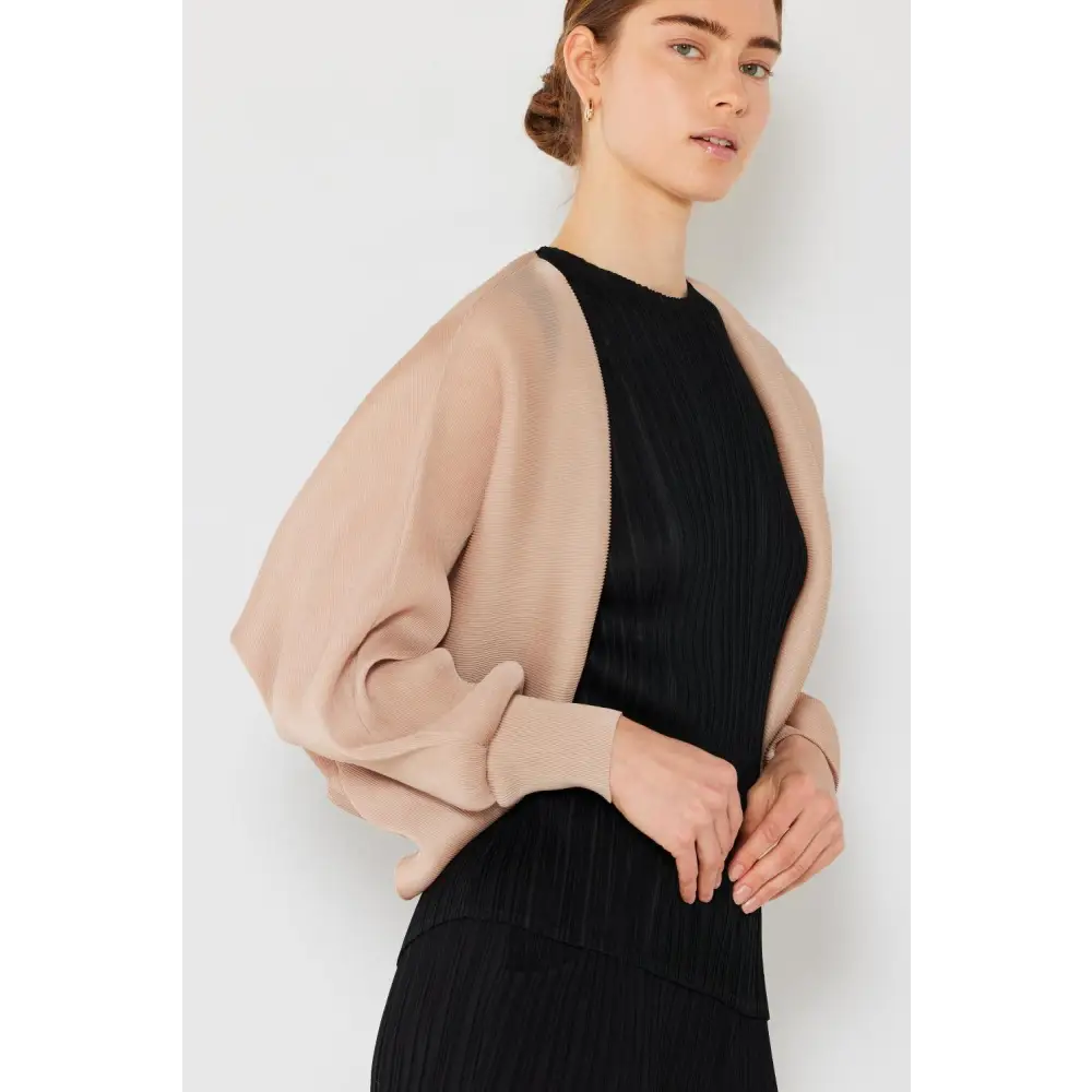 Marina West Swim Rib Pleated Puff Sleeve Bolero Cardigan