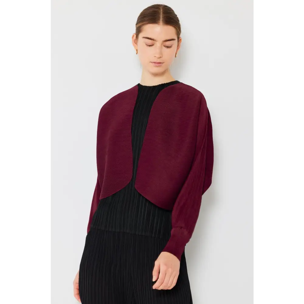 Marina West Swim Rib Pleated Puff Sleeve Bolero Cardigan