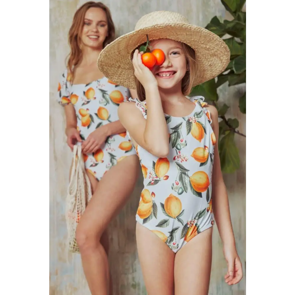 Zesty Marina West Swim Salty Air Puff Sleeve Citrus Orange Swimsuit