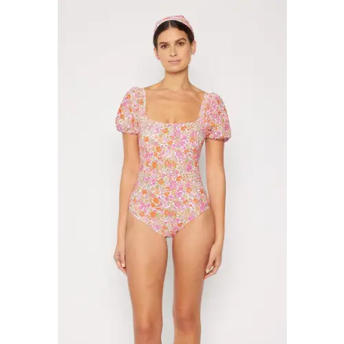 Marina West Swim Floral Puff Sleeve One-Piece - CM Fashion