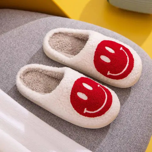 Melody Smiley Face Cozy Slippers Bring Fuzzy Comfort and Joy