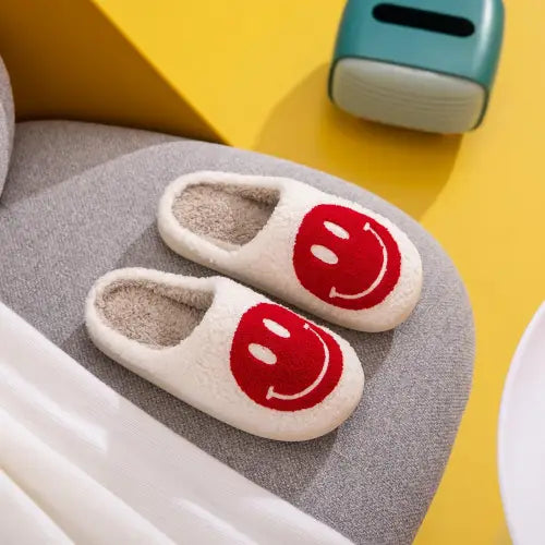 Melody Smiley Face Cozy Slippers Bring Fuzzy Comfort and Joy