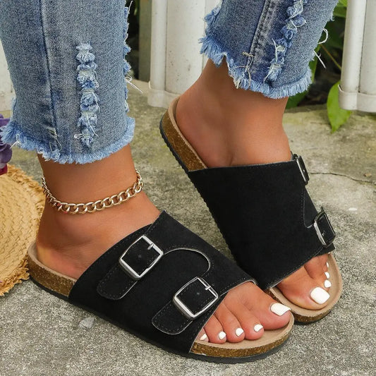 Metal Buckle Open Toe Sandals - CM Fashion