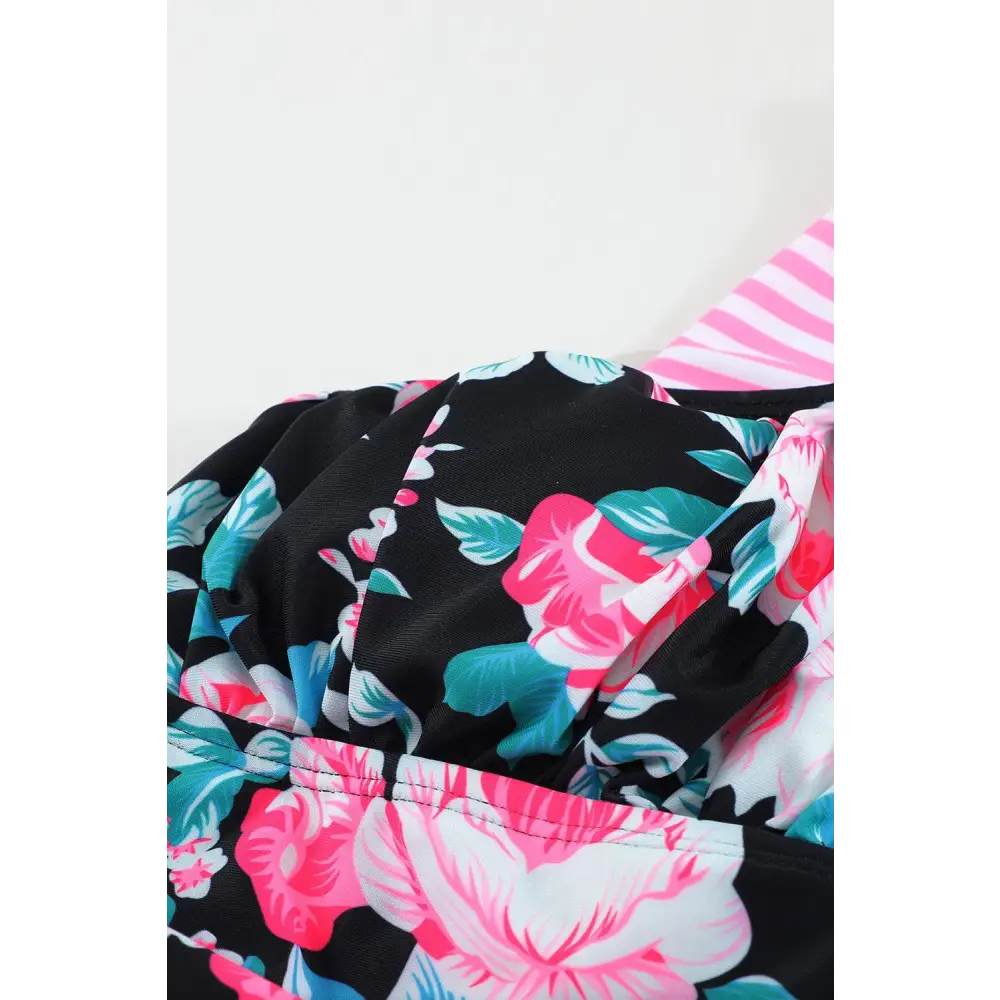 Vibrant Mixed Print Tie Back Two Piece Swimsuit