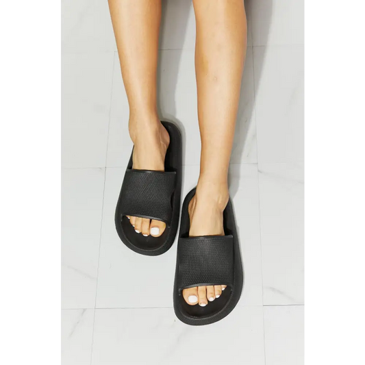 MMShoes Arms Around Me Open Toe Slide in Black - CM Fashion