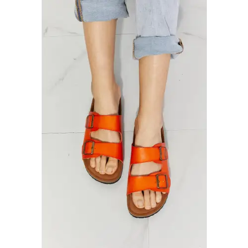 MMShoes Feeling Alive Double Banded Slide Sandals in Orange - CM Fashion