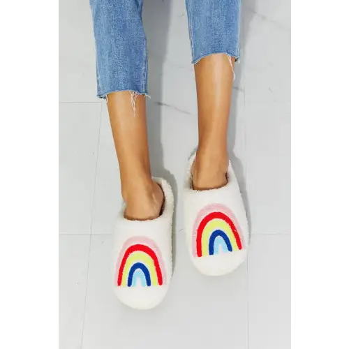 Mmshoes Rainbow Plush Slipper Fuzzy Fiesta