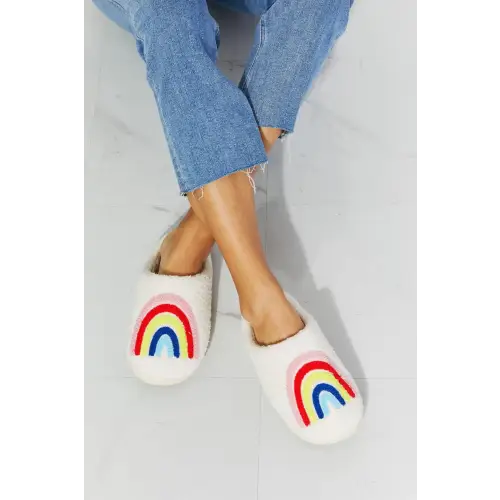 Mmshoes Rainbow Plush Slipper Fuzzy Fiesta