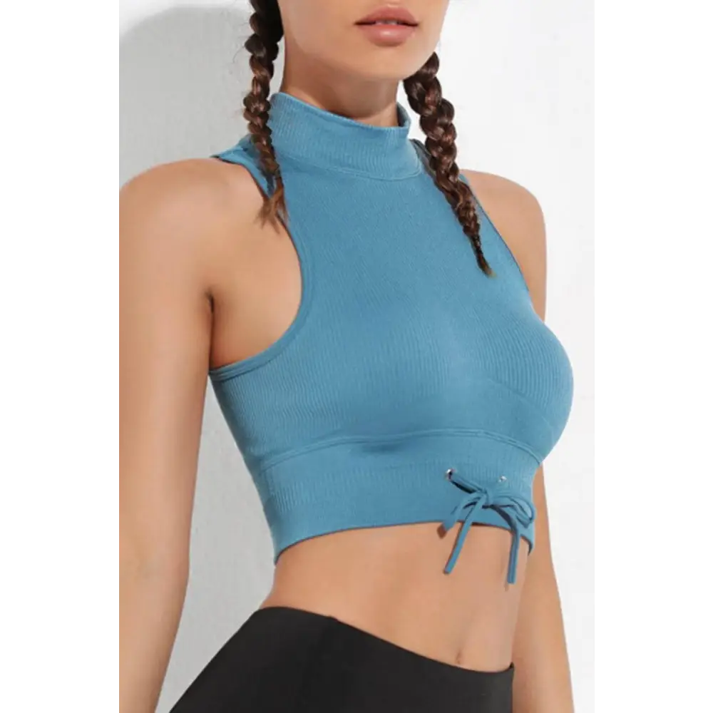 Mock Neck Ribbed Sports Tank