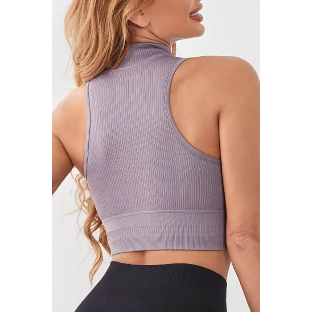 Mock Neck Ribbed Sports Tank