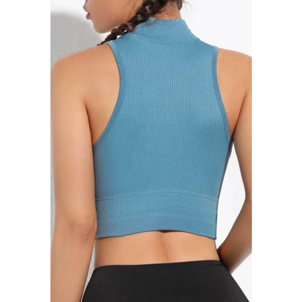 Mock Neck Ribbed Sports Tank