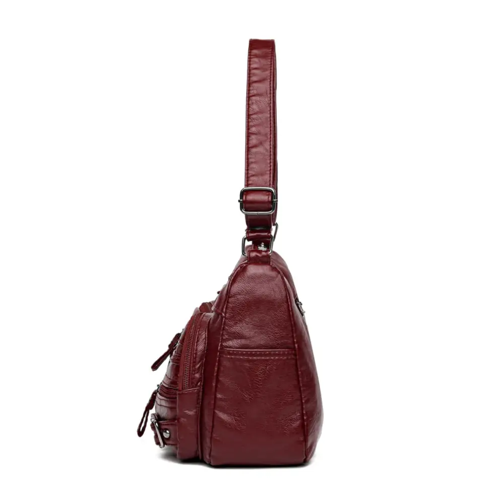 Multi-Pocket PU Leather Crossbody Bag