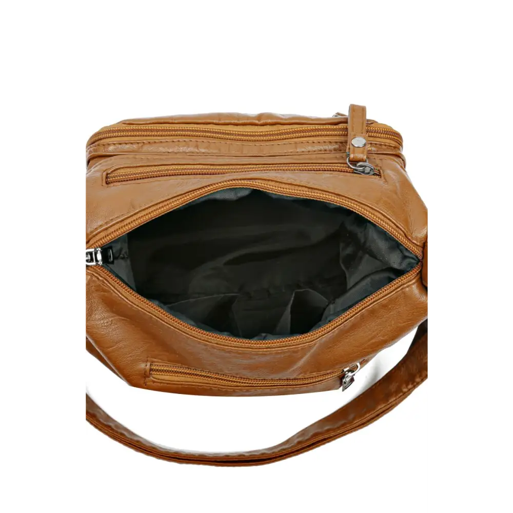 Multi-Pocket PU Leather Crossbody Bag