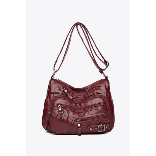 Multi-Pocket PU Leather Crossbody Bag - CM Fashion