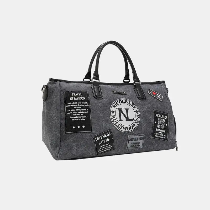 Trendy Nicole Lee Denim Patch Duffel for Stylish Travelers