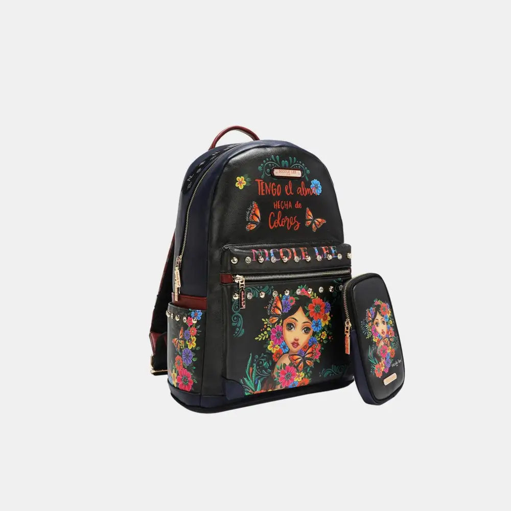 Vibrant Floral Nicole Lee USA Vegan Leather Backpack with Charger