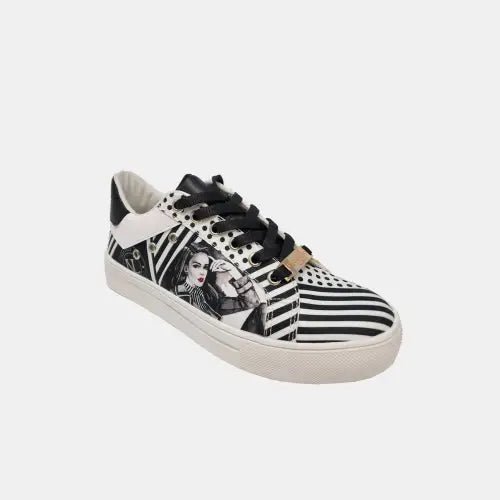 Nicole Lee USA Printed Vegan Leather Lace Up Sneaker - CM Fashion