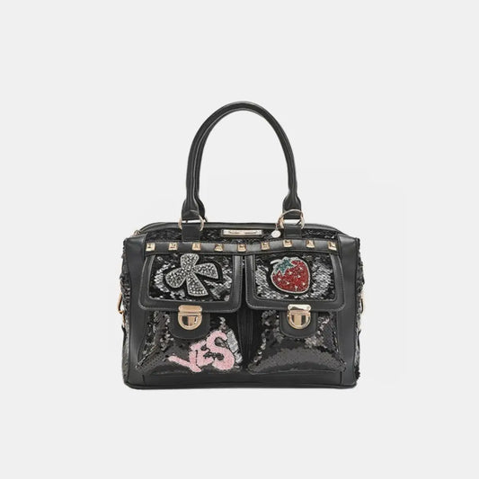 Nicole Lee USA Sequin Patch Boston Bag - CM Fashion