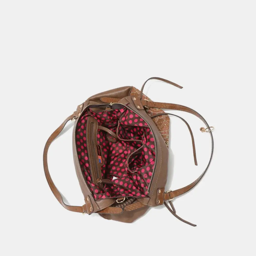 Nicole Lee Braided Tassel Inlaid Rhinestone Embroidery Hobo Bag