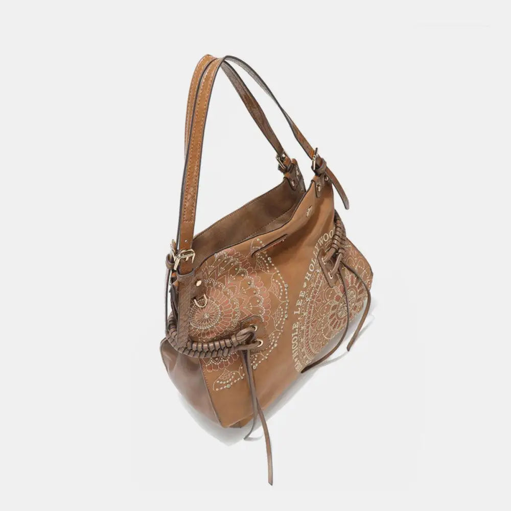 Nicole Lee Braided Tassel Inlaid Rhinestone Embroidery Hobo Bag