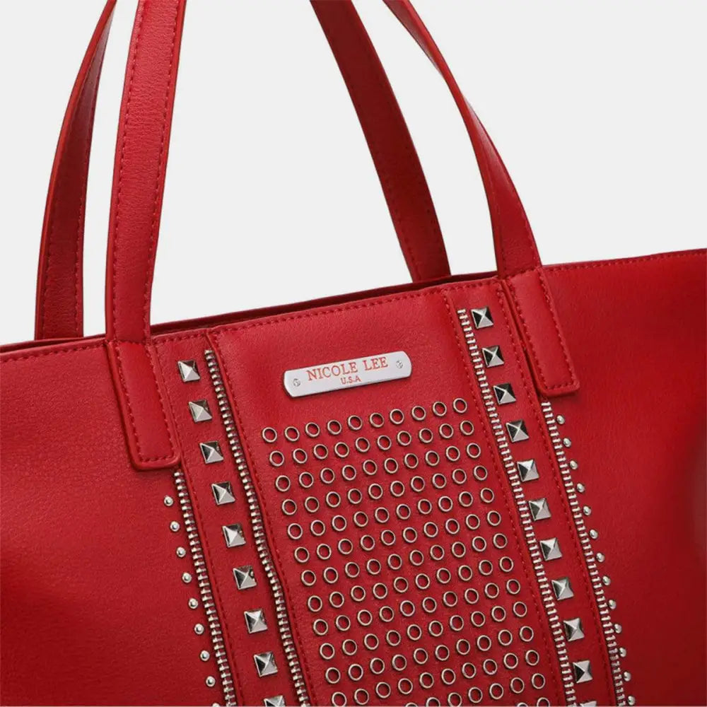 Sleek Nicole Lee USA Studded Large Tote Elevates Your Style