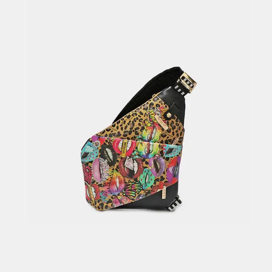 Nicole Lee USA Vegan Leather Leopard & Lip Pattern Crossbody Bag - CM Fashion