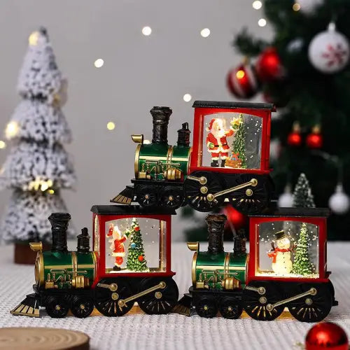 Nostalgic Glow Retro Train LED Christmas Figurines for Holiday Cheer