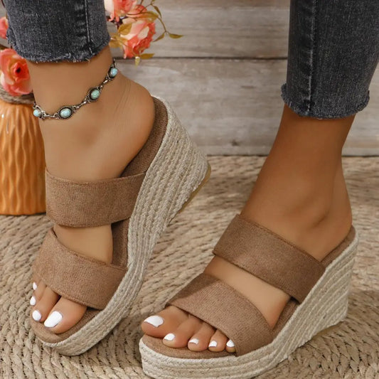 Open Toe Platform Wedge Sandals - CM Fashion