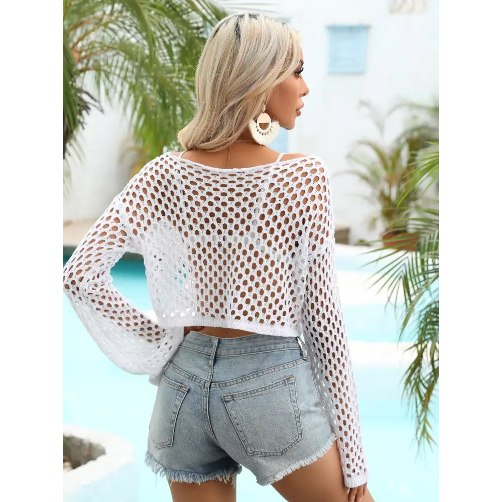 Breezy Openwork Boat Neck Cover Up for Beach Chic Style