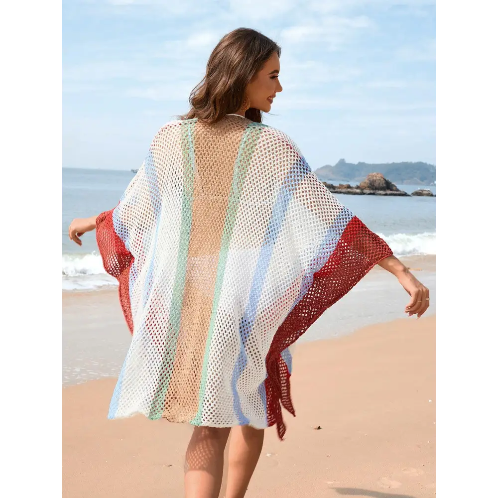 Openwork Color Block Plunge Cover-Up