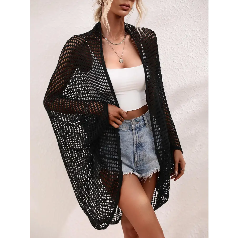 Breezy Openwork Longline Cover Up for Stylish Beach Days