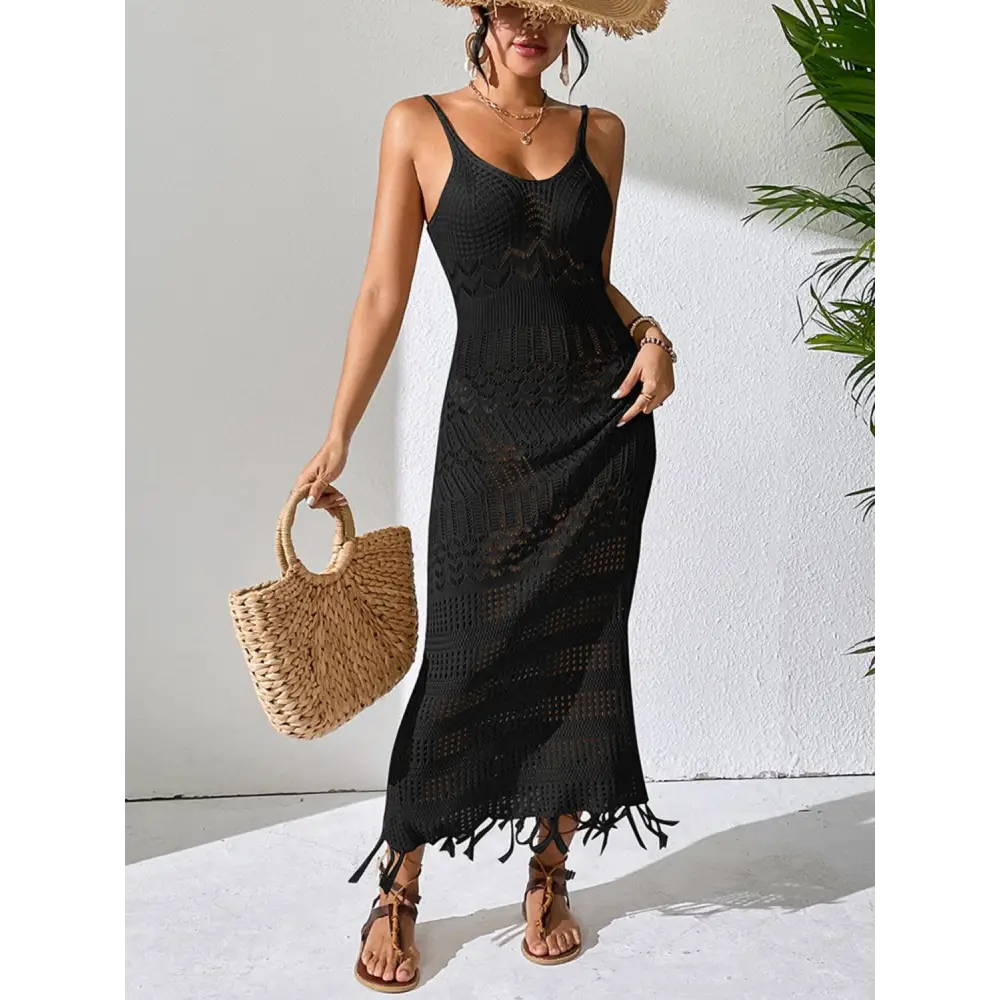 Stunning Openwork Scoop Neck Cover-Up Dress for Beach Bliss