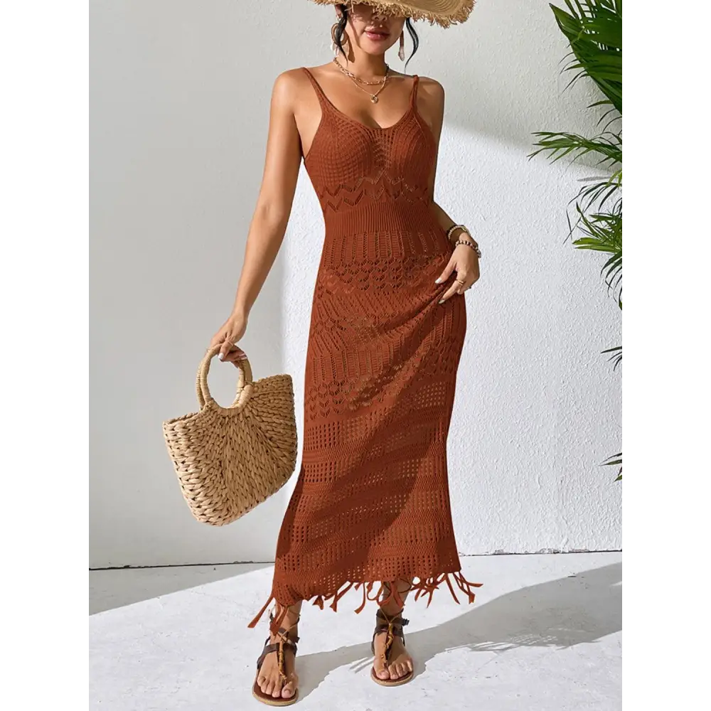 Stunning Openwork Scoop Neck Cover-Up Dress for Beach Bliss