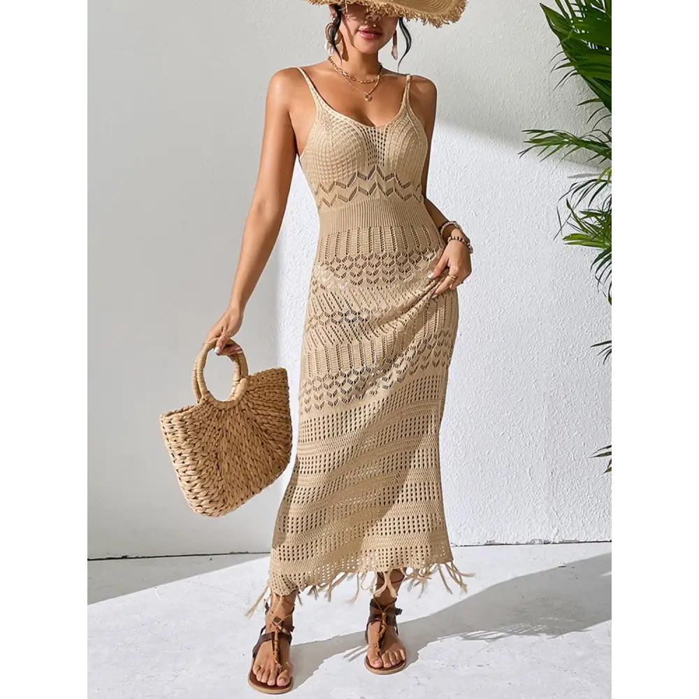 Stunning Openwork Scoop Neck Cover-Up Dress for Beach Bliss