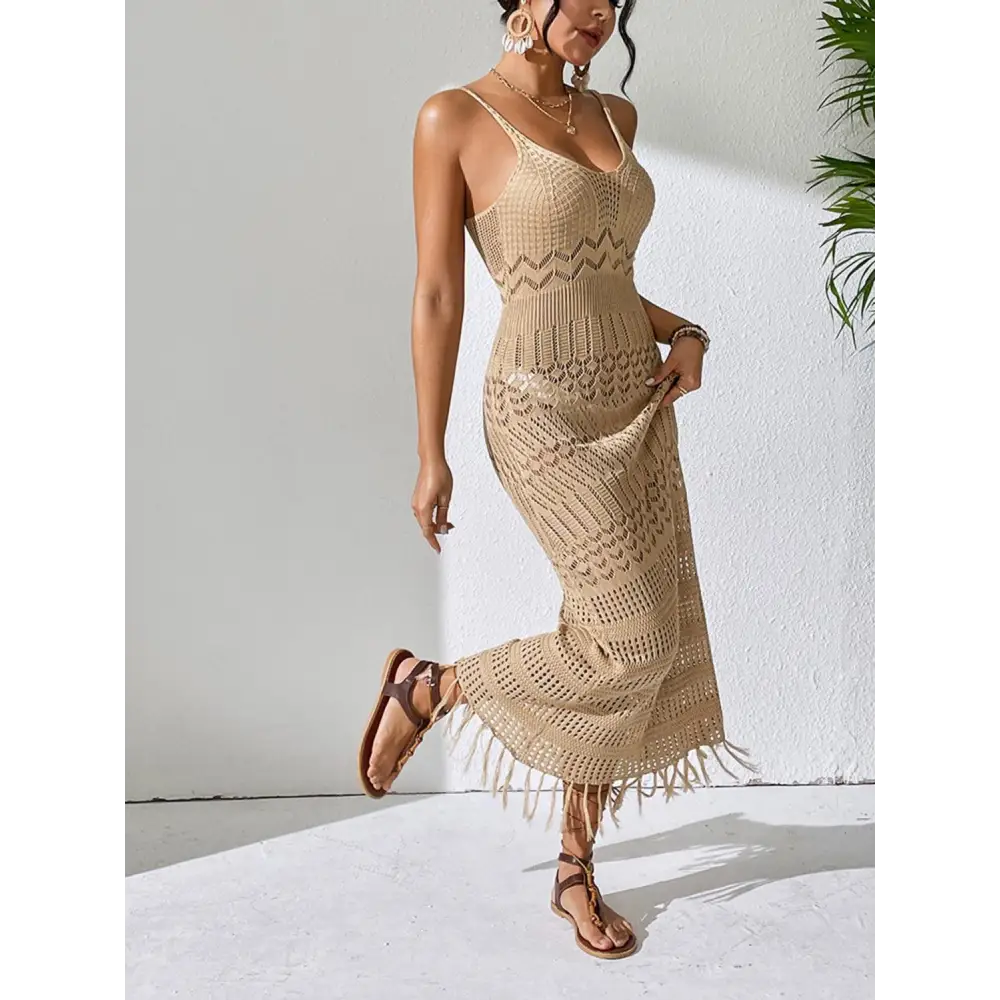 Stunning Openwork Scoop Neck Cover-Up Dress for Beach Bliss