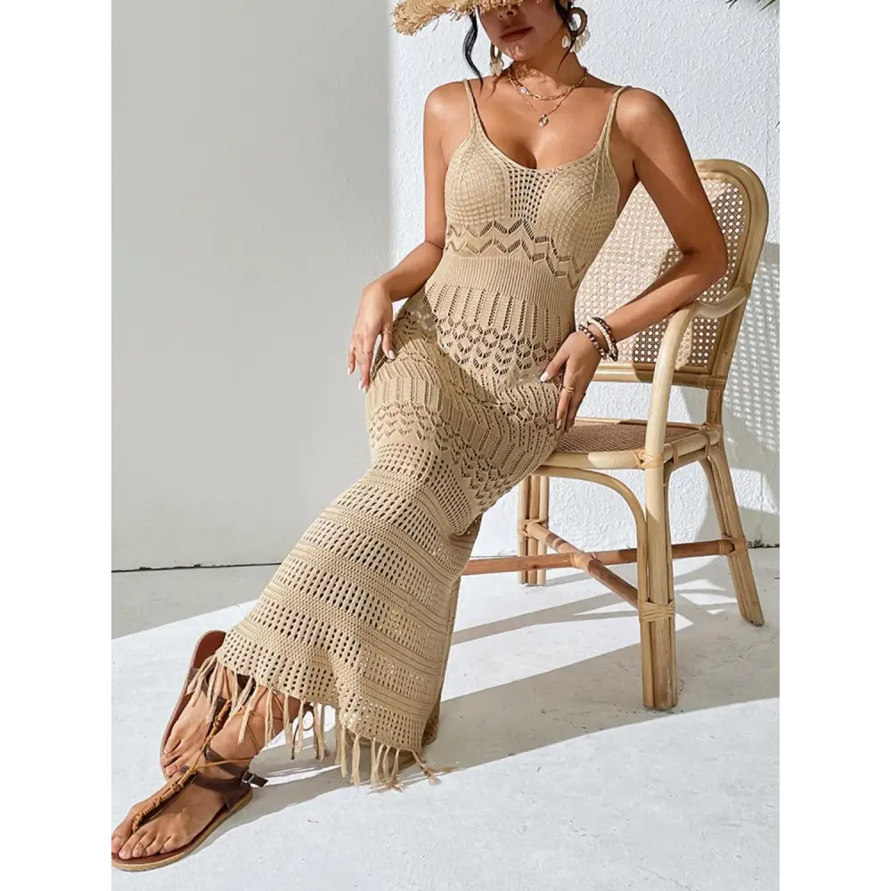 Stunning Openwork Scoop Neck Cover-Up Dress for Beach Bliss