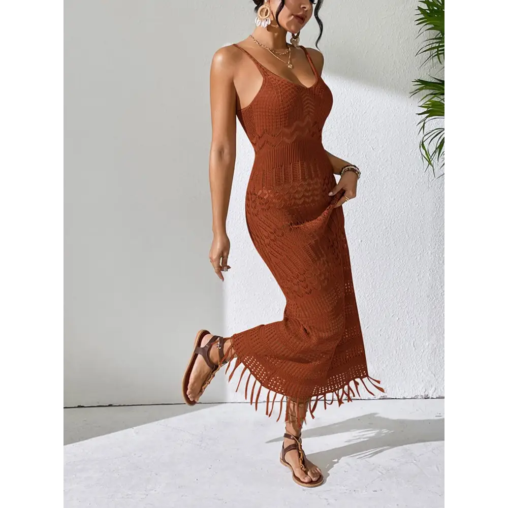 Stunning Openwork Scoop Neck Cover-Up Dress for Beach Bliss