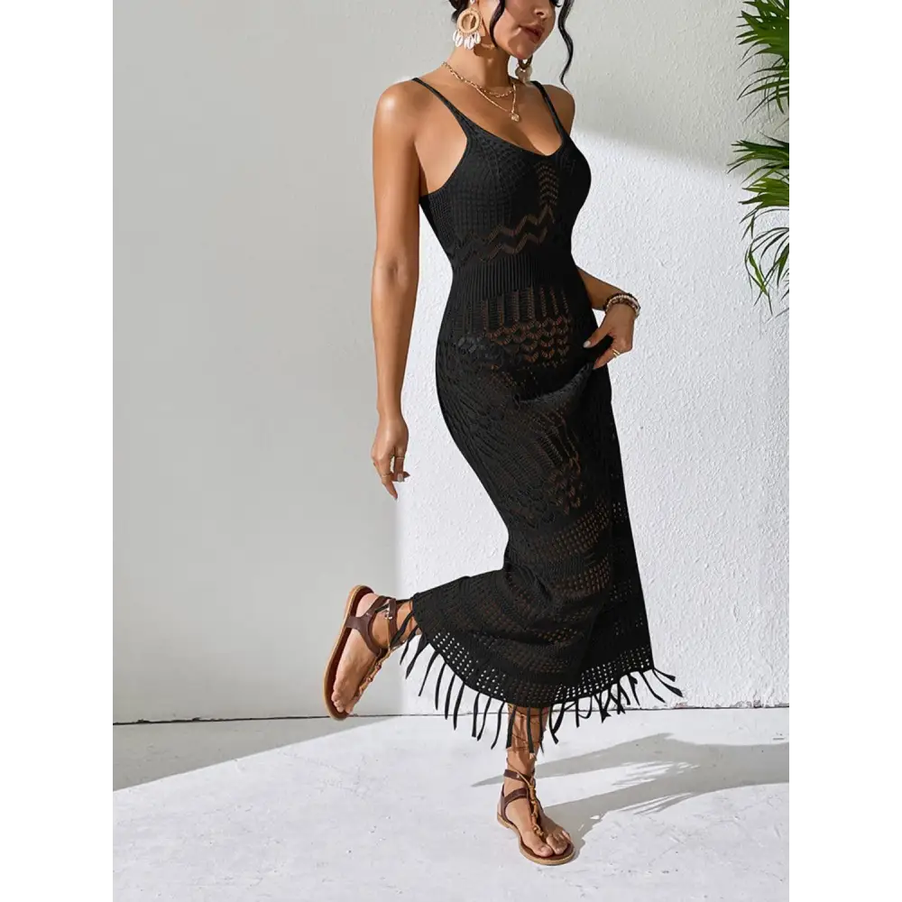 Stunning Openwork Scoop Neck Cover-Up Dress for Beach Bliss