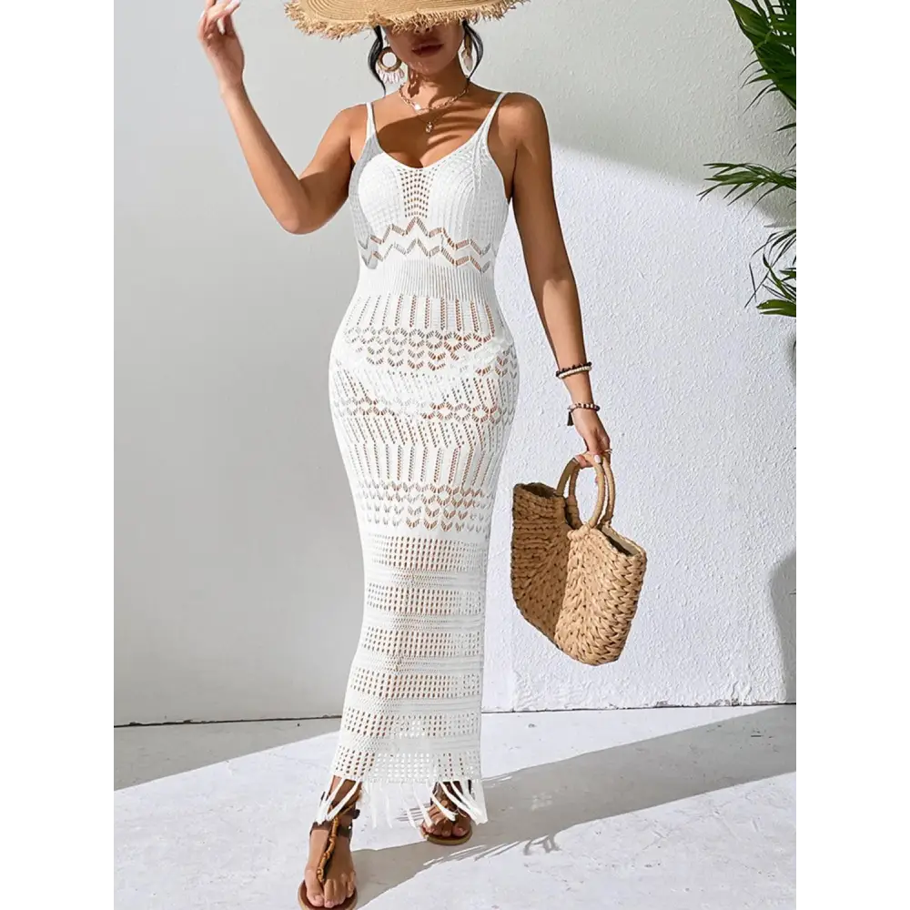 Stunning Openwork Scoop Neck Cover-Up Dress for Beach Bliss