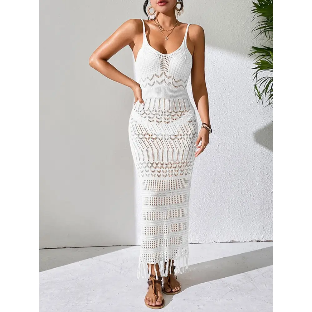 Stunning Openwork Scoop Neck Cover-Up Dress for Beach Bliss