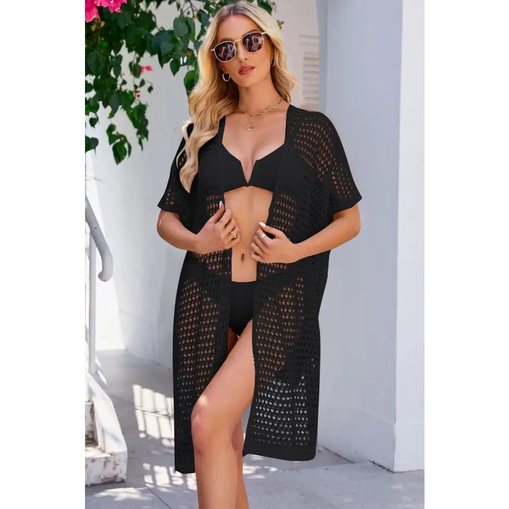 Elegant Openwork Tie Waist Cover Up for Beach Chic