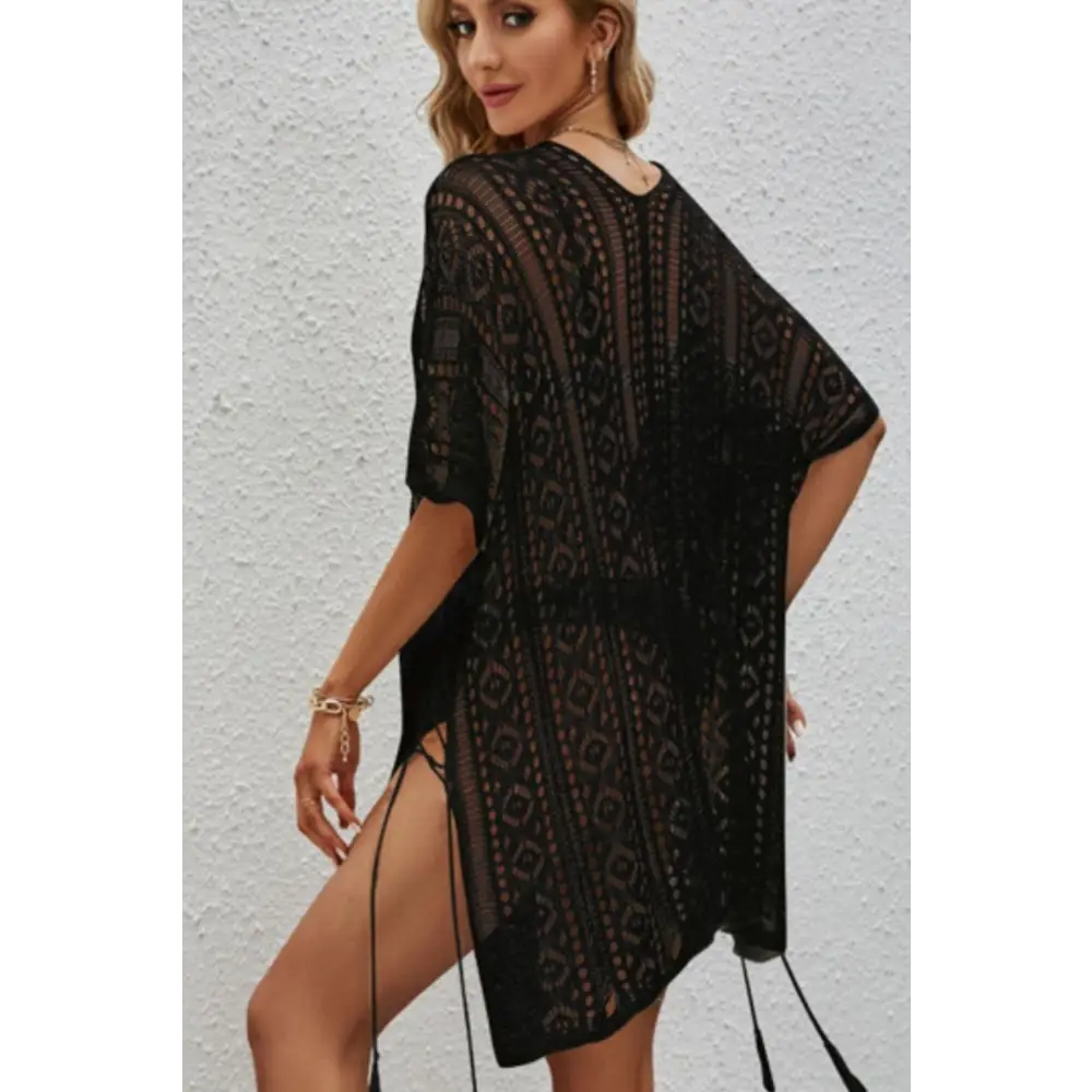 Openwork V-Neck Short Sleeve Cover Up