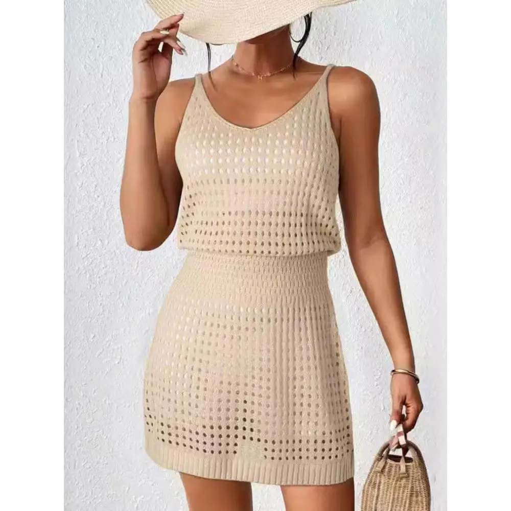 Breezy Openwork V-Neck Sleeveless Cover Up for Beach Chic