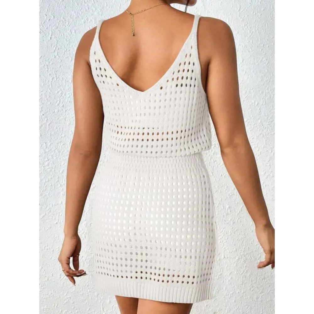 Breezy Openwork V-Neck Sleeveless Cover Up for Beach Chic