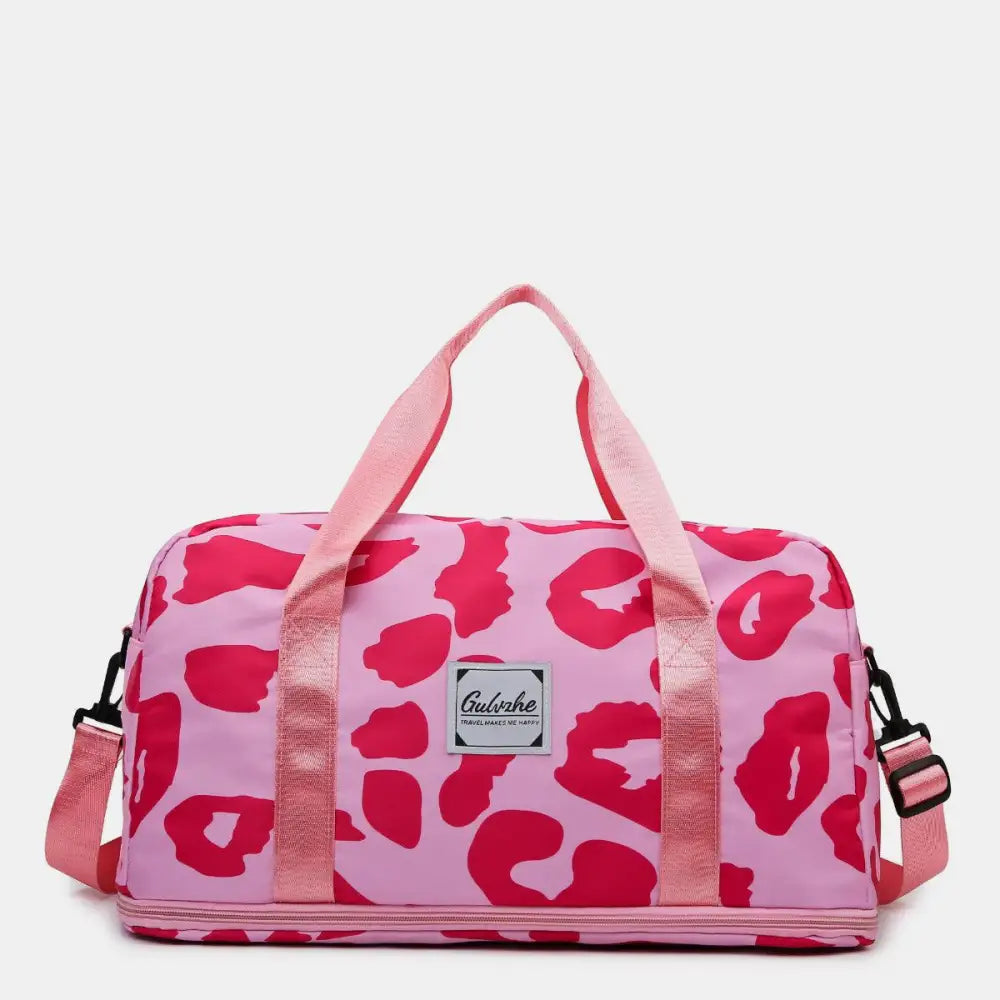 Fierce Pink Leopard Oxford Cloth Printed Travel Bag